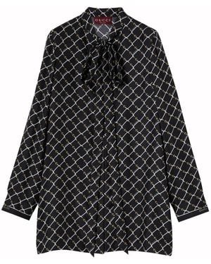 Gucci Printed Silk Twill Dress - Black