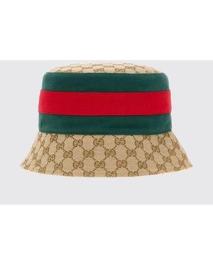 Gucci Monogram Striped Bucket Hat - Red