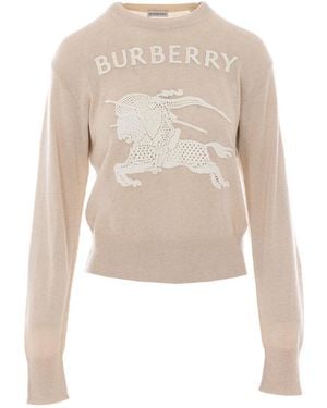 Burberry Ramona Sweater With Embroidered Ekd - White
