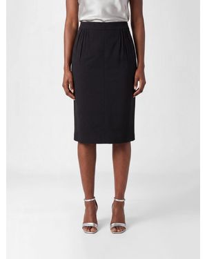 Saint Laurent High-Waisted Viscose Pencil Mini Skirt With Ysl Monogram - Black