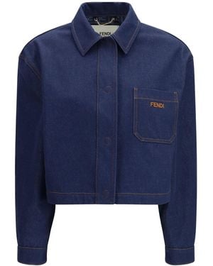 Fendi Cropped Denim Jacket - Blue