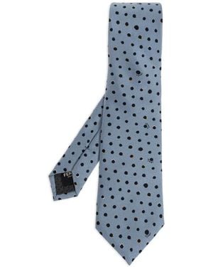 Fendi Falena Micro Dots Pattern Silk Tie - Blue