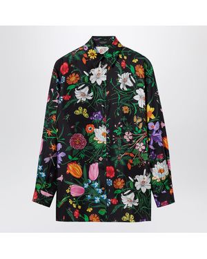 Gucci Silk Twill Shirt With Flora Print - Green