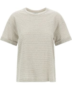 Peserico Lamé Stripes T-Shirt - White