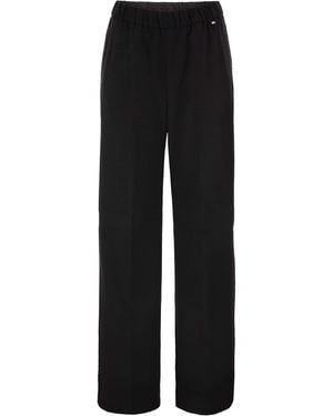 Herno Wide-Leg Flannel-Effect Pants With Elasticated Waistband - Black