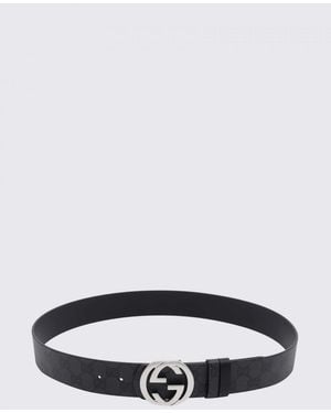 Gucci Gg Monogram Coated Cotton Belt - Black