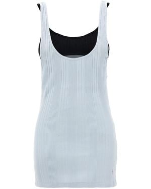 The Attico Logo Ribbed Top - Blue