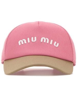 Miu Miu Two-Tone Cotton Baseball Cap - Pink