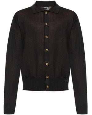 Versace Cotton And Silk Cardigan - Black