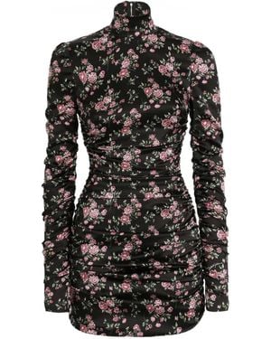 Dolce & Gabbana Vintage Rose-Print Draped Dress - Black