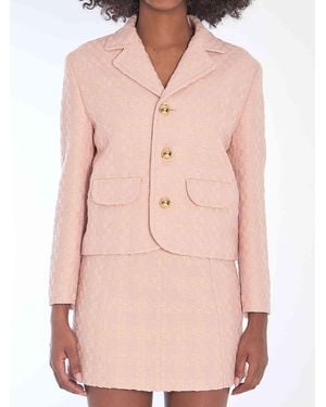 Celine Wool Blend Cropped Jacket - Pink
