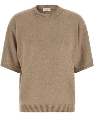 Brunello Cucinelli 'Diamante' Sweater - Natural