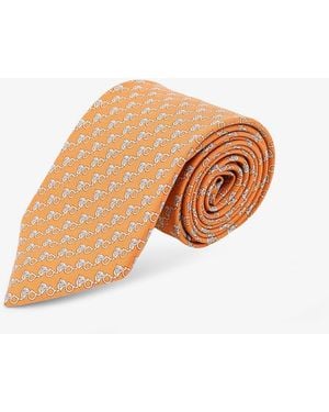 Ferragamo Sik Tie With Owl Print - Natural