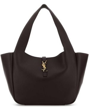 Saint Laurent Plum Leather Le 5 Ãƒâ 7 Bea Shoulder Bag - Black
