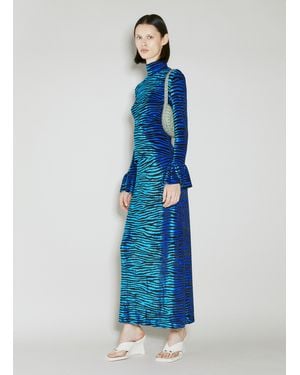 Rabanne Rabanne Velvet Zebra Print Skirt - Blue