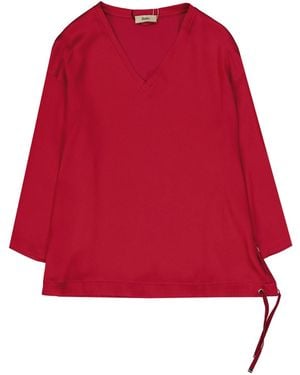 Herno Long-Sleeve V-Neck Top - Red