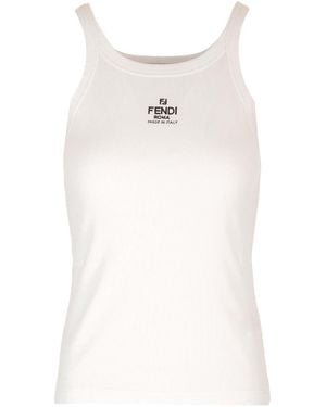 Fendi Logo Scoop Neck Tank Top - White