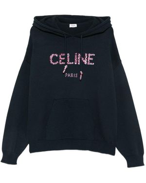 Celine Logo Cotton Hoodie - Blue