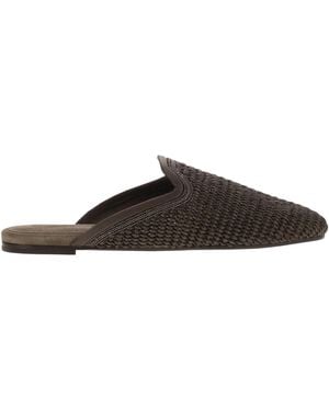Brunello Cucinelli Techno Raffia Slipper With Precious Trim