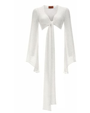 Missoni Textured V Neck Top - White