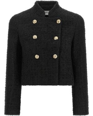 Balmain Double-Breasted Tweed Short Jacket - Black