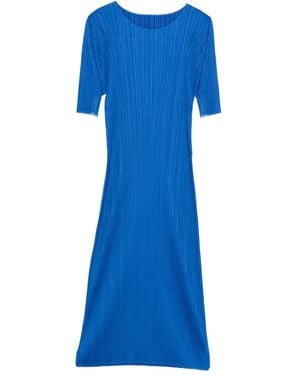 Pleats Please Issey Miyake Pleated Long Dress - Blue