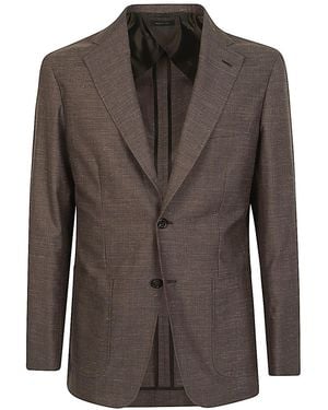 Brioni Wool And Silk Single-Breasted Jacket - Brown