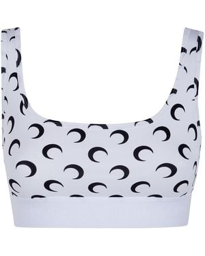 Marine Serre "Moon" Printed Jersey Sports Bra - Blue