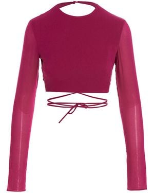 ANDAMANE Cropped Georgette Top - Red