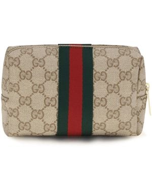 Gucci Medium Beauty Case With Web Stripe - Natural