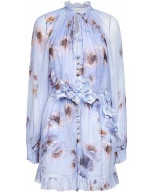 Zimmermann Lilac Poppy-Print Viscose Hypnotic Playsuit - Blue