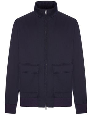 Herno Wool-Blend Zip-Up Bomber Jacket - Blue