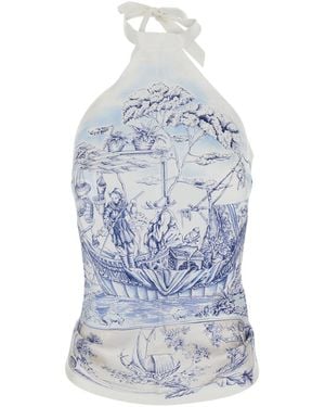 Ferragamo Sleeveless Silk Top - Blue