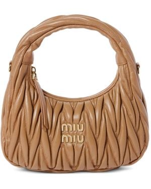 Miu Miu Wander Small Leather Hobo Bag - Brown
