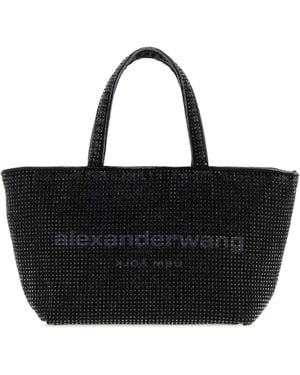 Alexander Wang Embellished Denim Small Punch Handbag - Black