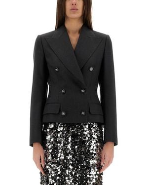 Dolce & Gabbana Dolce & Gabbana Dolce Double-Breasted Jacket With Dg Logo Buttons - Black