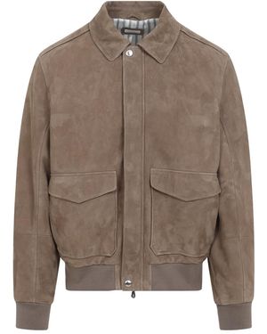 Brunello Cucinelli Suede Leather Bomber Jacket - Brown