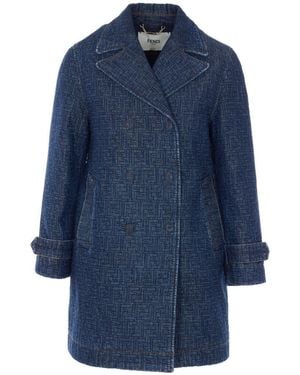 Fendi Ff Padded Denim Shirt - Blue