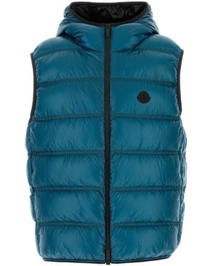 Moncler Petrol Nylon Sleeveless Pantestrel Down Jacket - Blue