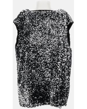 Junya Watanabe Oversized Top With Round Sequins. Boat Neckline, Sleeveless, And Straight Hem - Black