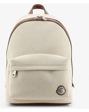 Moncler Carlo Canvas Backpack With Embossed Logo - Natural