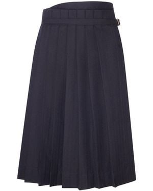 Dries Van Noten Pleated Midi Skirt - Blue