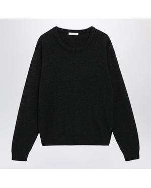 Lemaire Coal Alpaca Wool Blend Crew Neck Sweater - Black