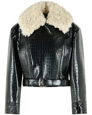 Sportmax 'Armonioso' Patent Leather Nail Jacket - Black