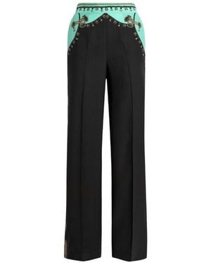 Etro Printed Silk Pants - Black