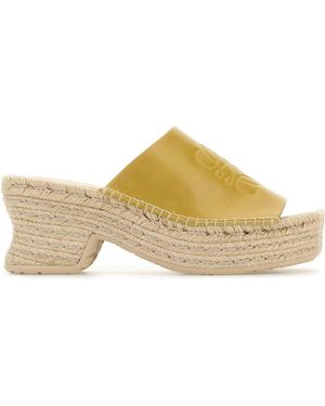 Loewe Paula's Ibiza Mustard Leather Petal Paula S Ibiza Wedges - Yellow