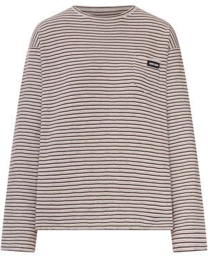 Miu Miu Striped Cotton And Cashmere Blend T-Shirt - Multicolor