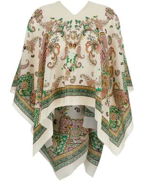 【送料&関税込】Etro Blue Cape With All-over Paisley Print Etro Blue Cape With All-over Paisley Print In Silk Woman In