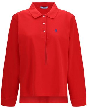 Prada Long-Sleeved Cotton Piqué Polo Shirt in Natural | Lyst
