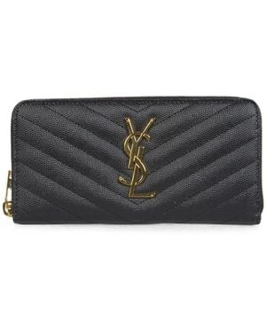 Saint Laurent Cassandre Leather Continental Wallet - Gray